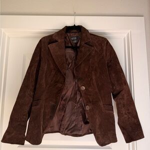 Vintage Genuine Leather Chocolate Brown Blazer